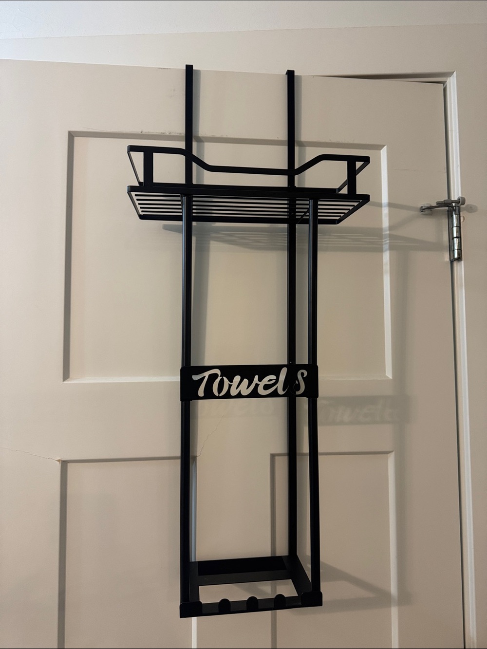 Storage towels Black Over-the-Door Towel Rack Organizer or mount to wall - Black